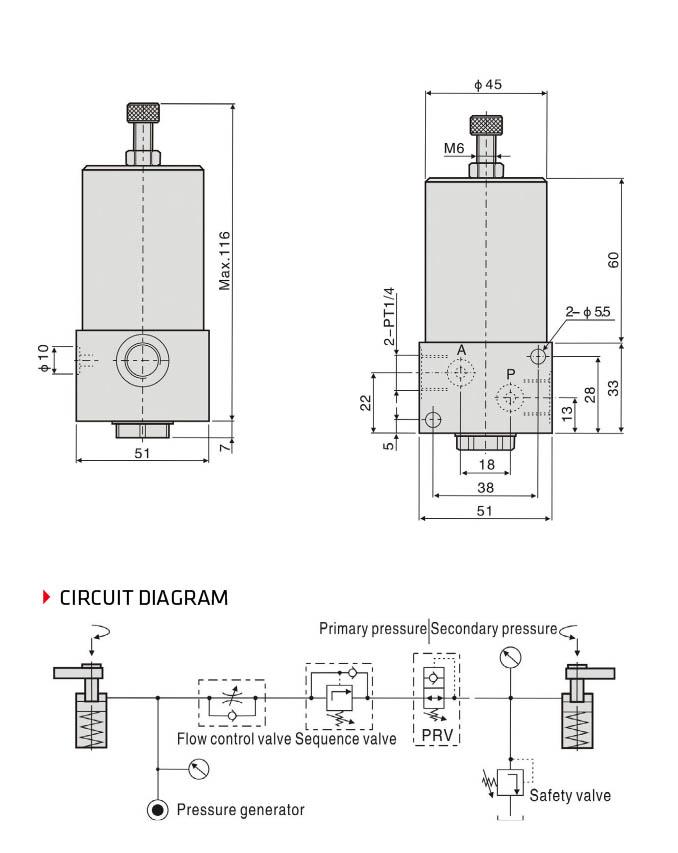 Гидравлическая модулирующая лампа, тип Паскаля клапана уменьшения гидравлического давления